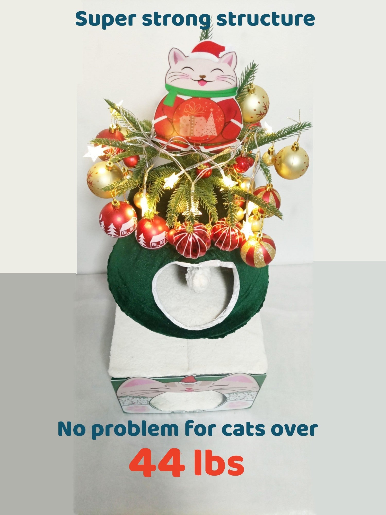 Cat Christmas tree with 3 cat houses 40 inch cat tower for indoor cats