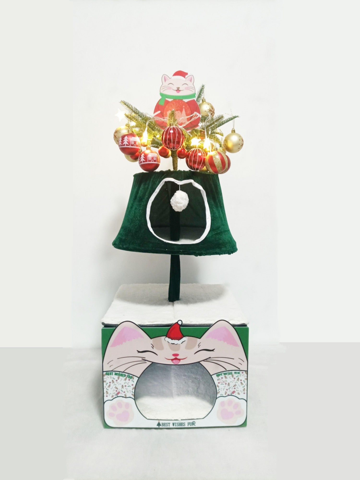 Cat Christmas tree with 3 cat houses 40 inch cat tower for indoor cats